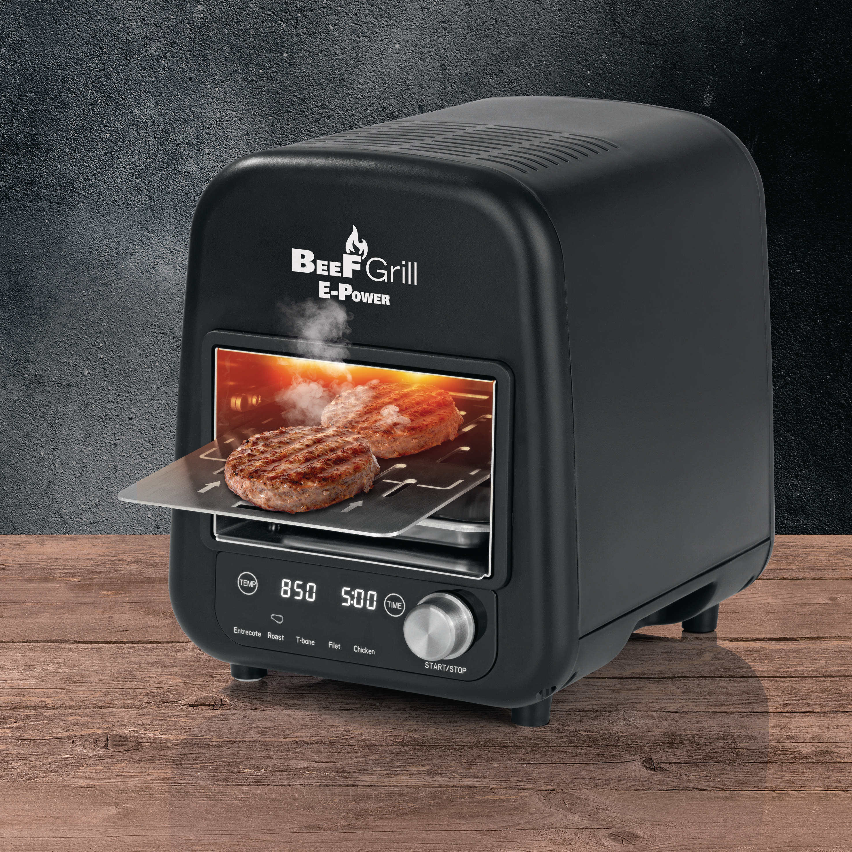 GOURMETMAXX 8100 Oberhitzegrill Beef Maker Elektrogrill, Schwarz (1200 Watt)