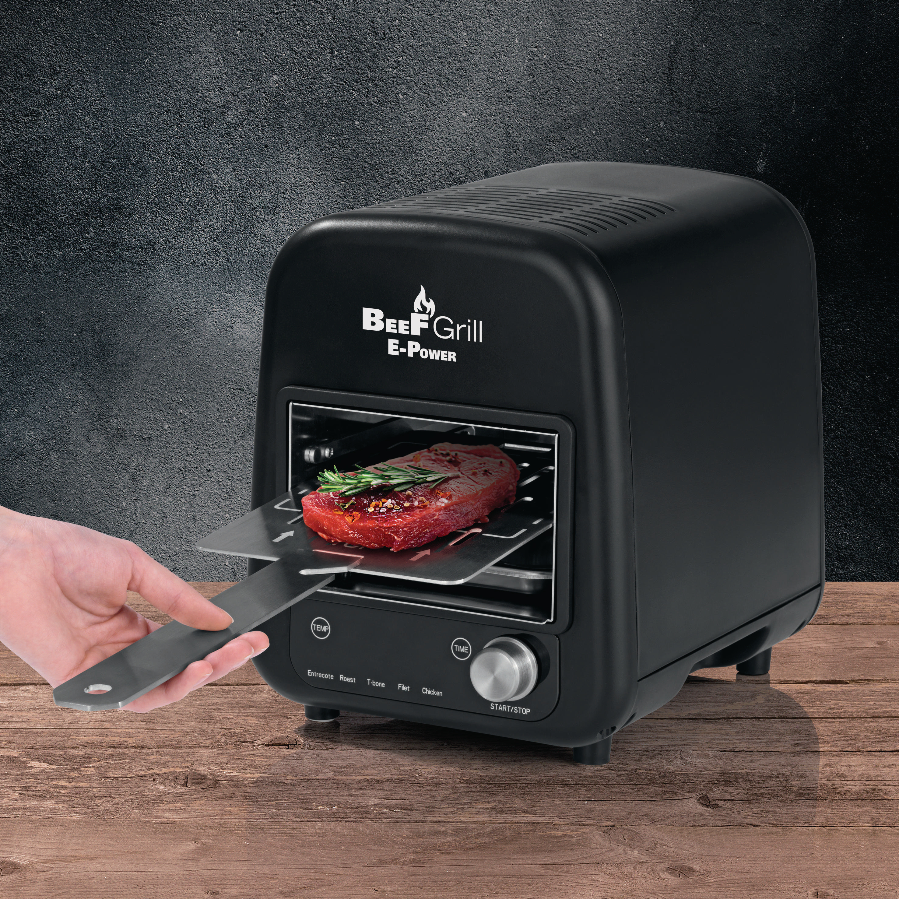 GOURMETMAXX 8100 Oberhitzegrill Beef Maker Elektrogrill, Schwarz (1200 Watt)