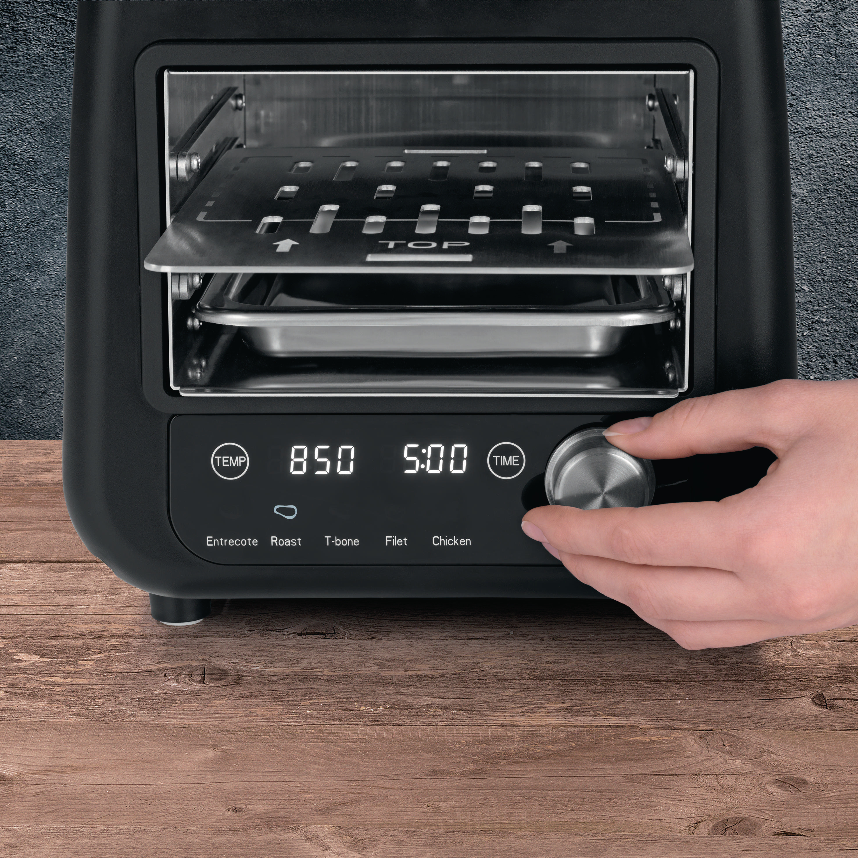 GOURMETMAXX 8100 Oberhitzegrill Beef Maker Elektrogrill, Schwarz (1200 Watt)