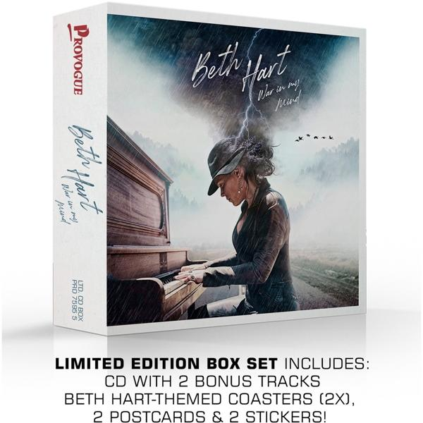 Beth Hart 'War in my Mind' limitált CD box, zongorával és viharos háttérrel.