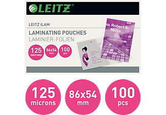 LEITZ iLAM Heißlaminierfolien Kreditkartenformat, 100 Stück, 54 x 86 mm, 125 mic, glänzend Laminierfolien