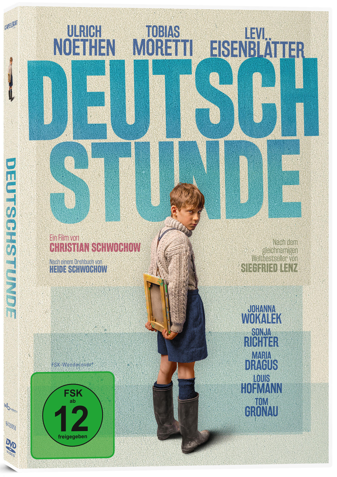 Film-DVD-Hülle. Titel: Deutschstunde. Zeigt einen Jungen mit Rahmen, mit Schauspielern.