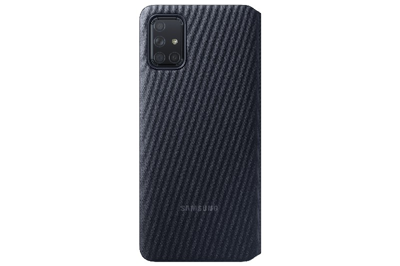 Funda - Samsung S View Wallet EF-EA715PBEGEU, Para Samsung Galaxy A71, Con tapa, Tarjetero, Negro