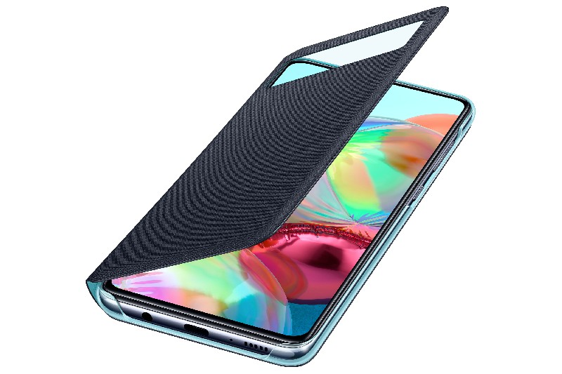 Funda - Samsung S View Wallet EF-EA715PBEGEU, Para Samsung Galaxy A71, Con tapa, Tarjetero, Negro