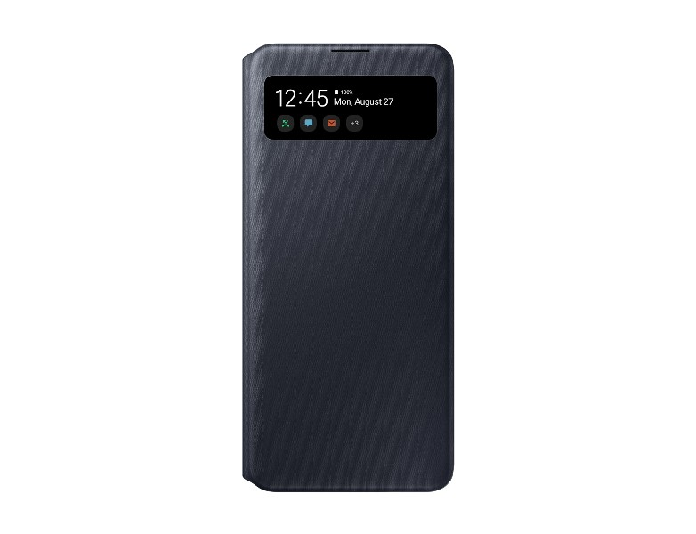 Funda - Samsung S View Wallet EF-EA715PBEGEU, Para Samsung Galaxy A71, Con tapa, Tarjetero, Negro
