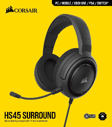 CORSAIR HS45, Carbon Headset Gaming Over-ear