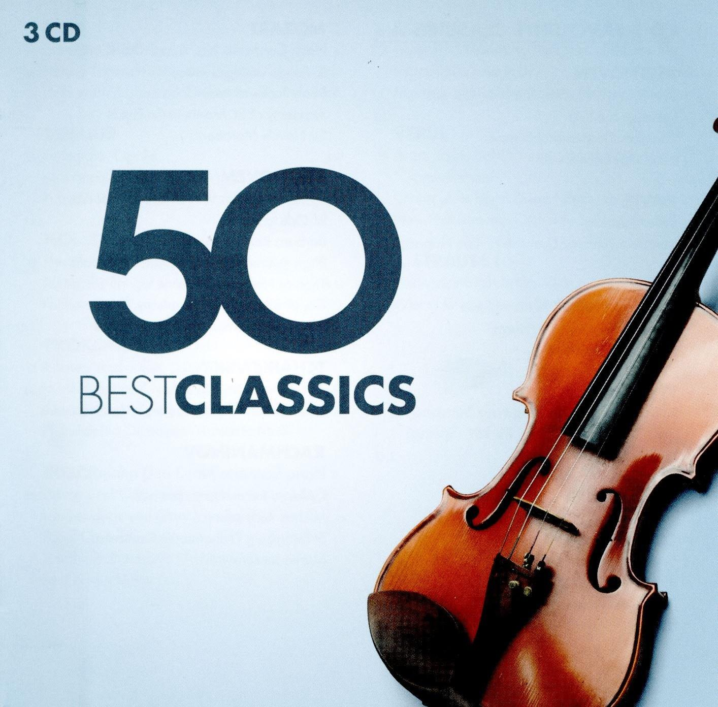 Albumcover mit der Zahl 50 und den Worten 'BESTCLASSICS'. Eine Geige befindet sich rechts.