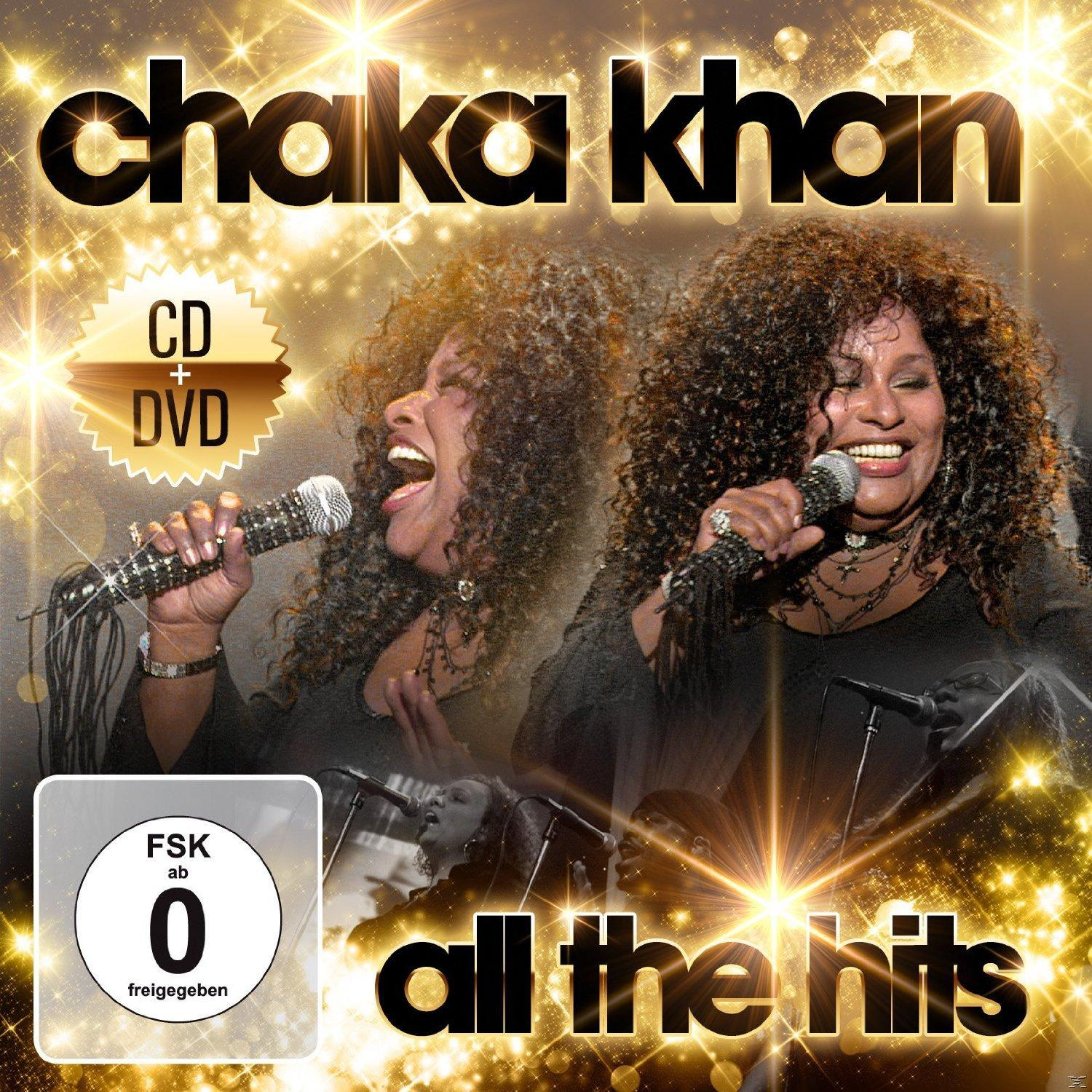 Chaka Khan album borító. Két fotó Khan-ról, amint mikrofonba énekel. Arany háttér, CD+DVD logó.