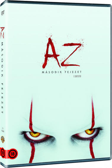 Az 'Az: Második fejezet' című film DVD tokja Pennywise szemeivel és piros szöveggel.