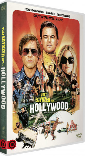 DVD-tok a 'Volt egyszer egy Hollywood' című film címével és a színészek arcával.