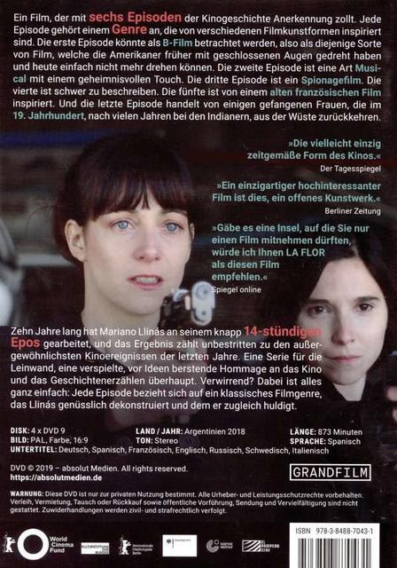 Ein Filmcover mit zwei Frauen, Informationen und Text auf Spanisch.