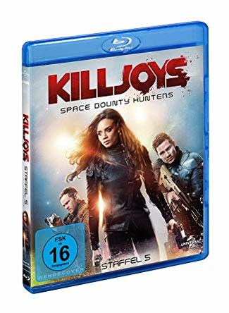 Blu-ray-Hülle von 'Killjoys' mit Schauspielern auf dem Cover.