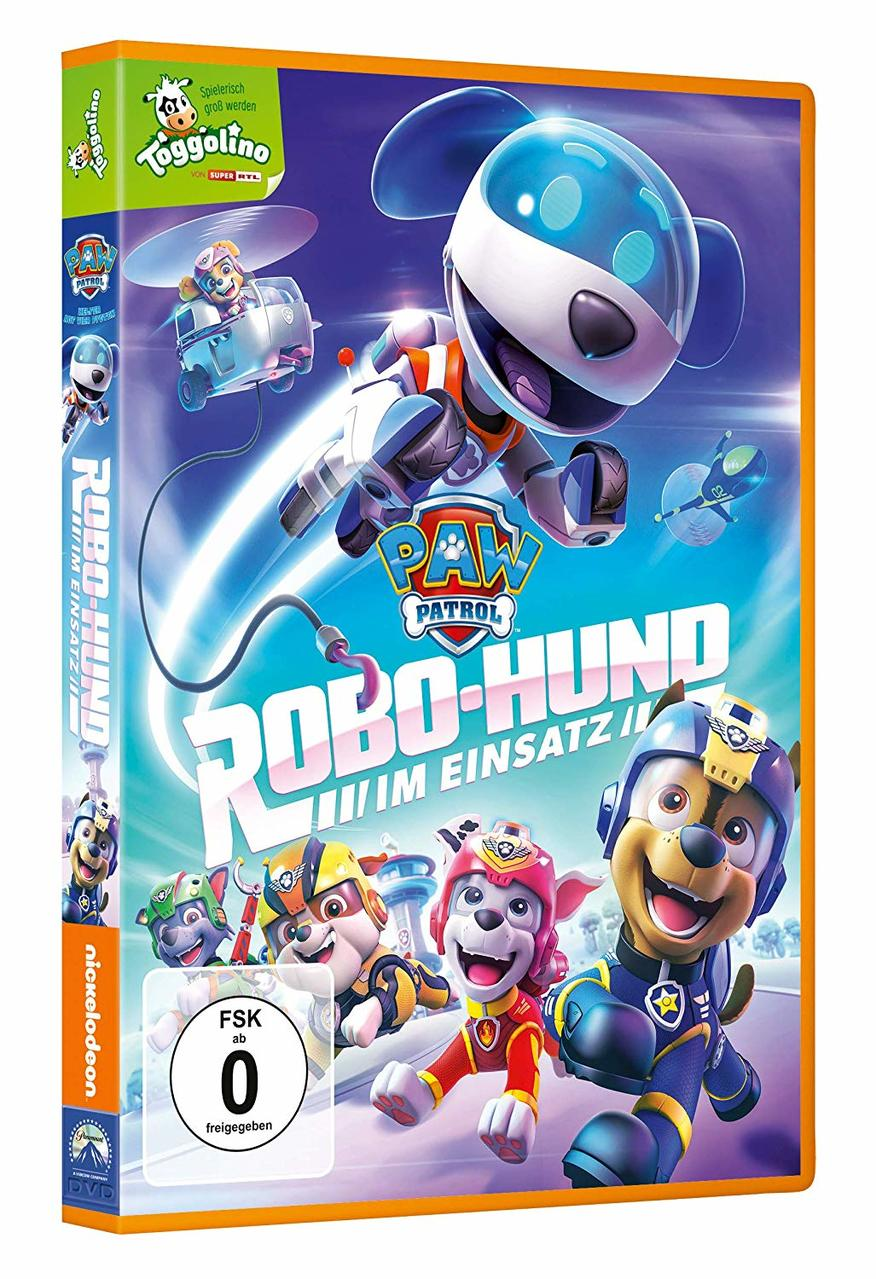 DVD-Cover von Paw Patrol: Robo-Hund. Mit Robo-Hund und den Paw Patrol-Charakteren.