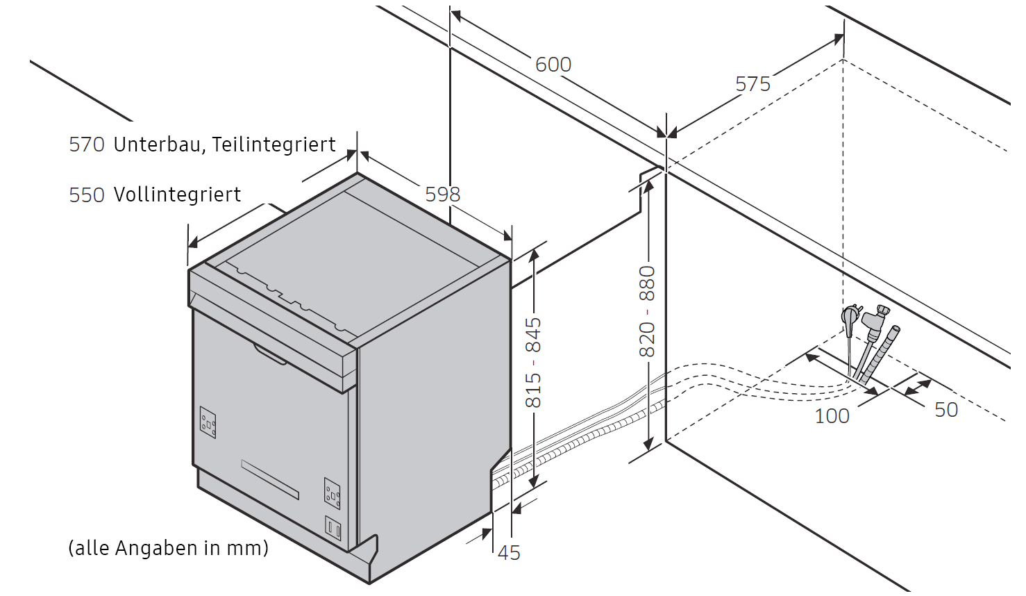 SAMSUNG DW60R7040BB Geschirrspüler (vollintegrierbar, 598 mm breit, 44 dB (A), D)