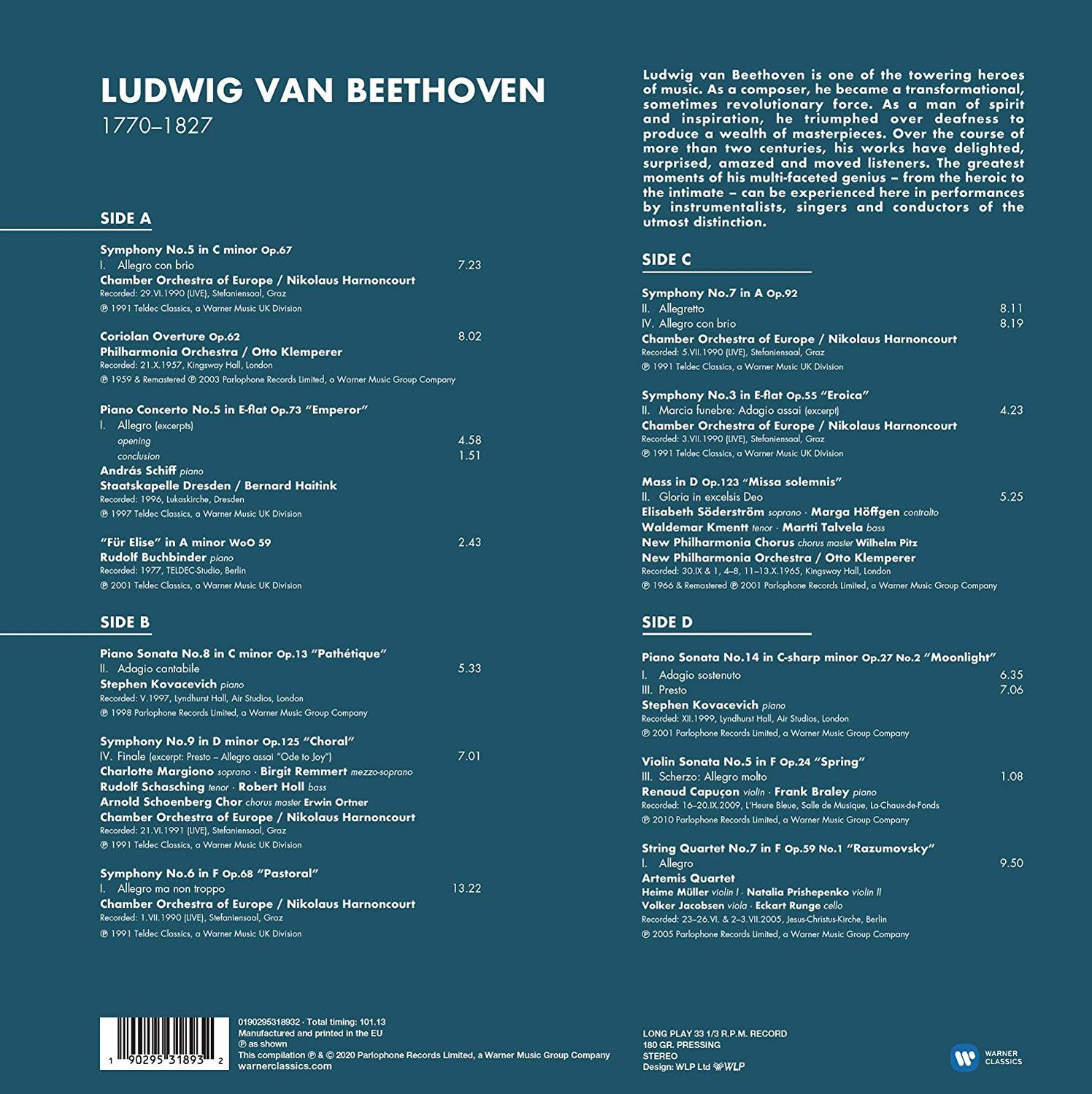 Ein Buchcover mit Text über Ludwig van Beethoven. Das Cover hat ein Porträt.