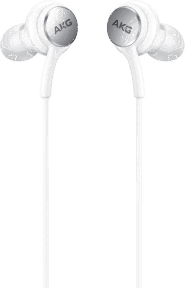 Casque AKG blanc avec un câble blanc.
