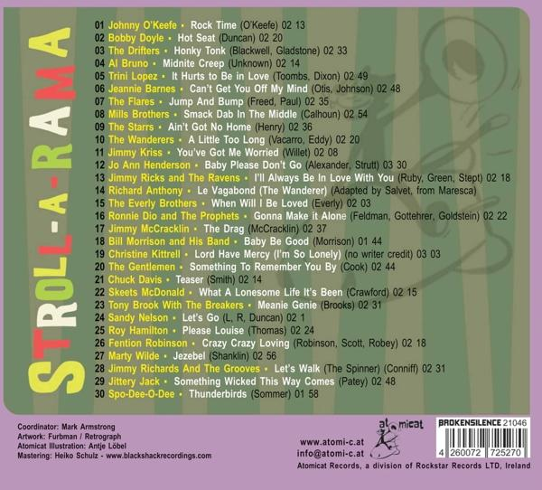 Die Rückseite einer CD mit einer Liste von Liedern in Rot und einem schwarzen Hintergrund.
