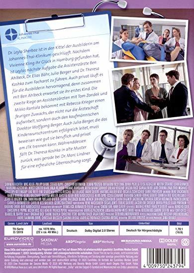 Eine DVD-Hülle mit Fotos eines medizinischen Dramas und deutschem Text.
