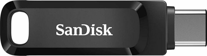 Ein schwarzer Sandisk USB-C-Flash-Laufwerk.