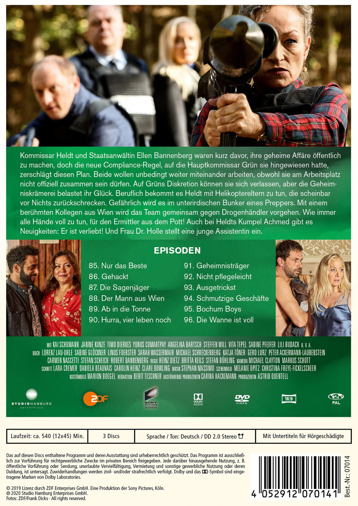 DVD-Hülle mit Text und Bildern, darunter Schauspieler und eine Filmszene.