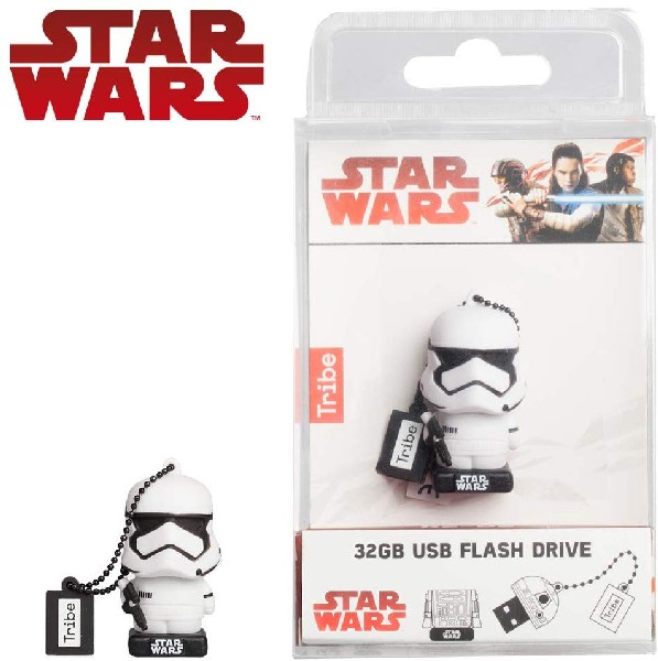 Pendrive de 32 GB - Tribe Stormtrooper TLJ (FD030713), 2.0, Diseño Star Wars, Para Windows, Mac y Linux, Negro
