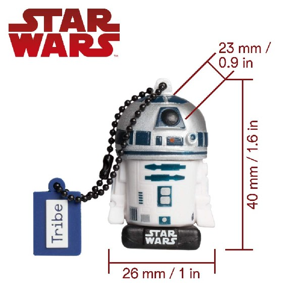 Pendrive de 32 GB - Tribe R2-D2 TLJ (FD030711), 2.0, Diseño Star Wars, Para Windows, Mac y Linux, Negro