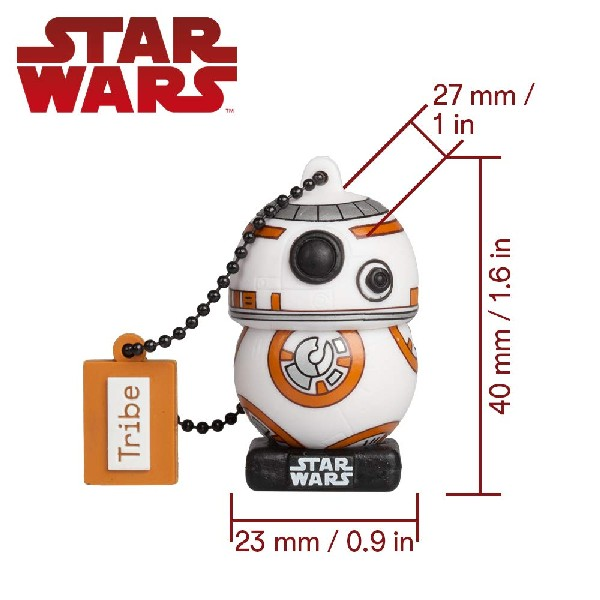 Pendrive de 32 GB - Tribe BB-8 TLJ (FD030708), 2.0, Diseño Star Wars, Para Windows, Mac y Linux, Negro