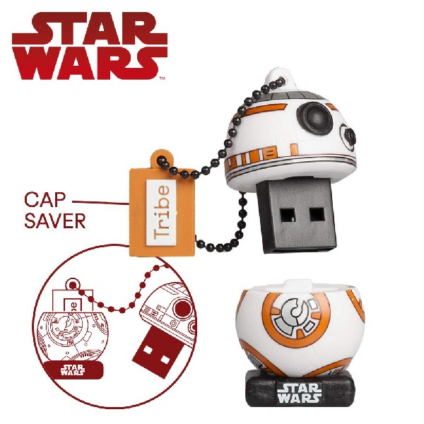 Pendrive de 32 GB - Tribe BB-8 TLJ (FD030708), 2.0, Diseño Star Wars, Para Windows, Mac y Linux, Negro