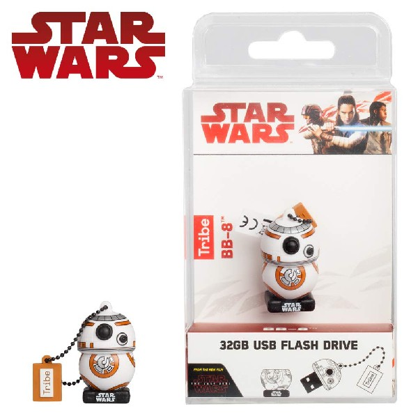 Pendrive de 32 GB - Tribe BB-8 TLJ (FD030708), 2.0, Diseño Star Wars, Para Windows, Mac y Linux, Negro