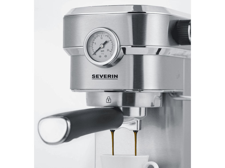 Severin KA5995 Espresso kávéfőző, 1350 W, 15 bar, beépített nyomásmérővel, ezüst Severin KA5995 Espresso kávéfőző, 1350 W, 15 bar, beépített nyomásmérővel, ezüst