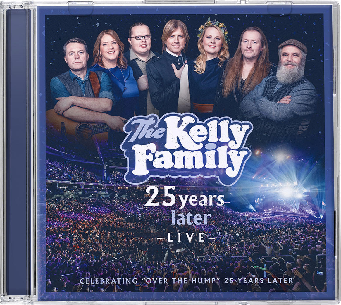 CD-Hülle mit Cover der Kelly Family und dem Text '25 years later - LIVE-.