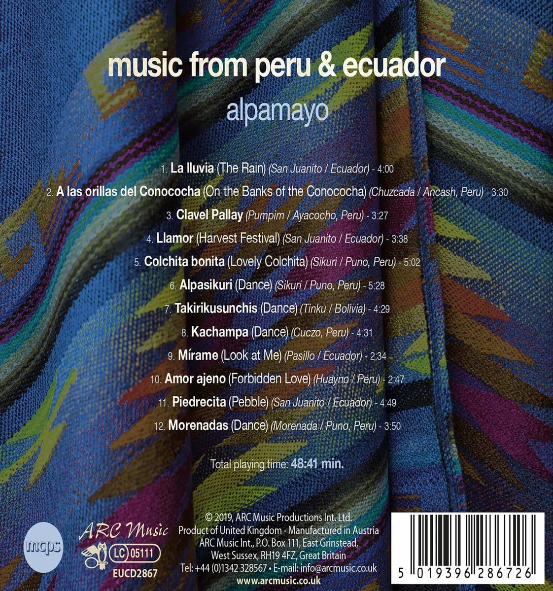 CD-Cover mit Text. Der Text ist in Weiß und Grün. Der Hintergrund ist ein blaues und lilafarbenes Muster.