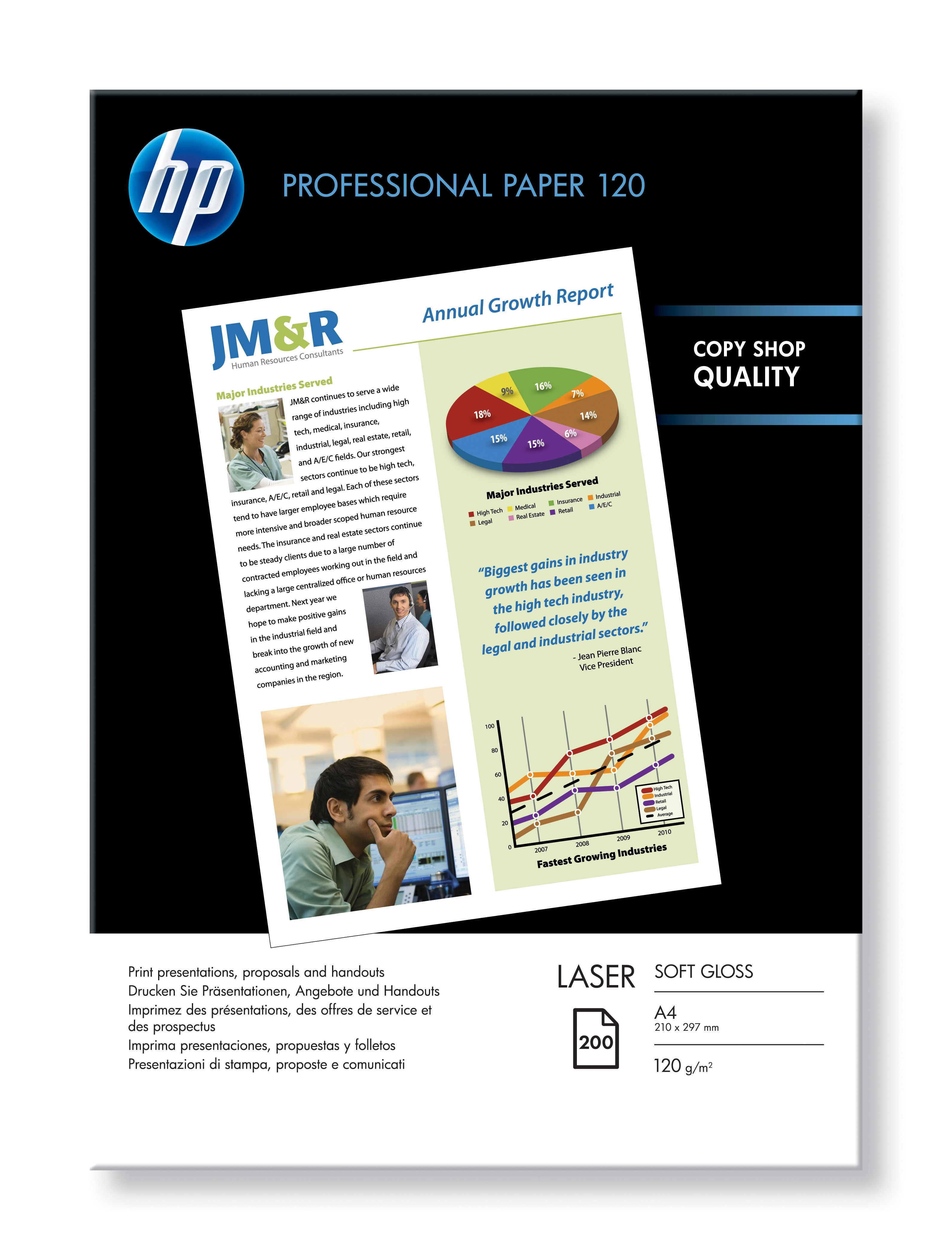 Papel Foto Todos Formatos - HP, Q 6542 A 2 PAPEL A4 SATINADO SUAVE 120 GR 200 HOJA