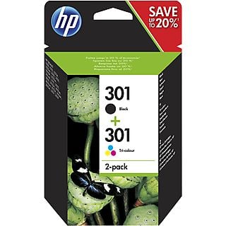 Cartucho de tinta - HP 301 Combo 2 Pack, Negro/Tricolor, N9J72AE