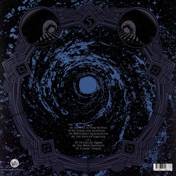 Albumcover mit einem kosmischen, dunkelblauen Wirbel und Text.