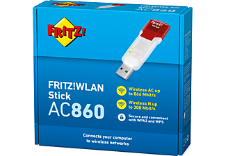 AVM FRITZ!WLAN Stick AC 860 - Adaptateur USB WLAN (Transparent/Rouge)