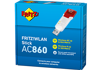 AVM FRITZ!WLAN Stick AC 860 - Adattatore USB WLAN (Trasparente/Rosso)