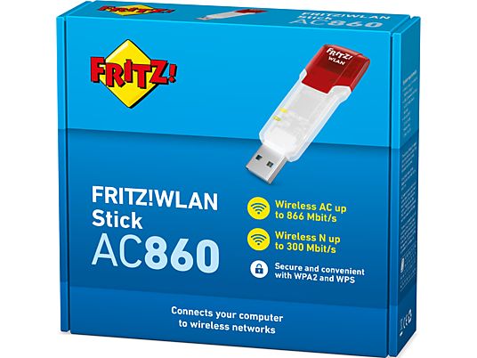 AVM FRITZ!WLAN Stick AC 860 - W-Lan USB-Adapter (Transparent/Rot)