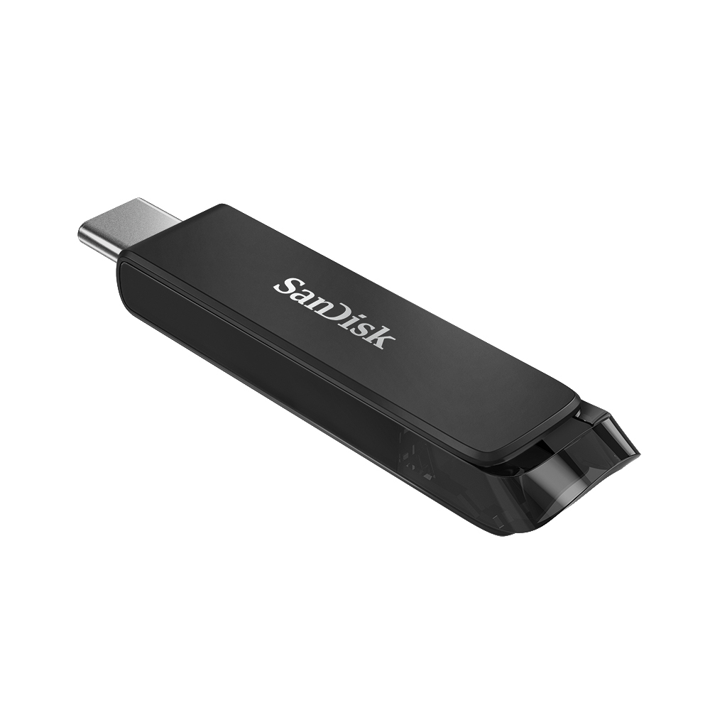 Ein schwarzer Sandisk USB-Stick.