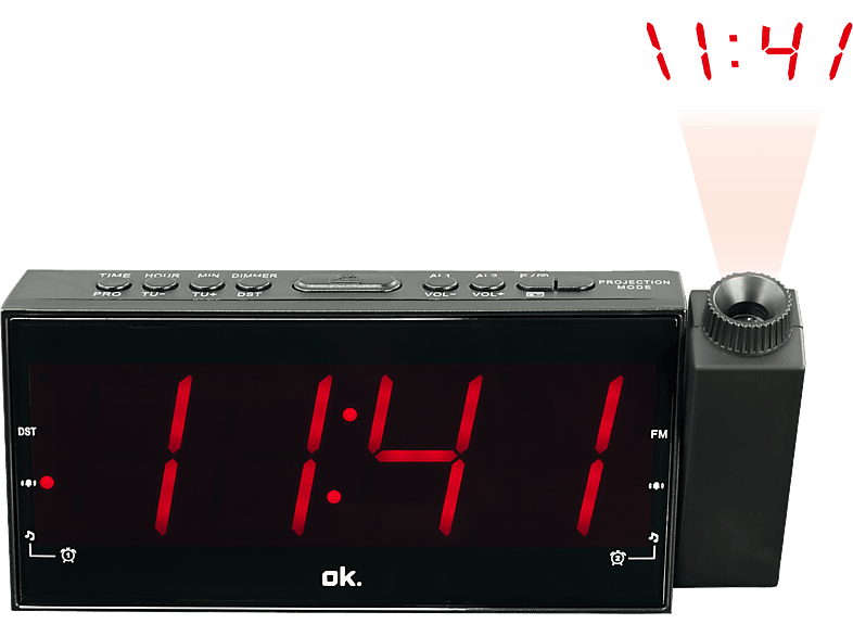 Ok Wekkerradio Met Projector Zwart (ocr 161-pr)