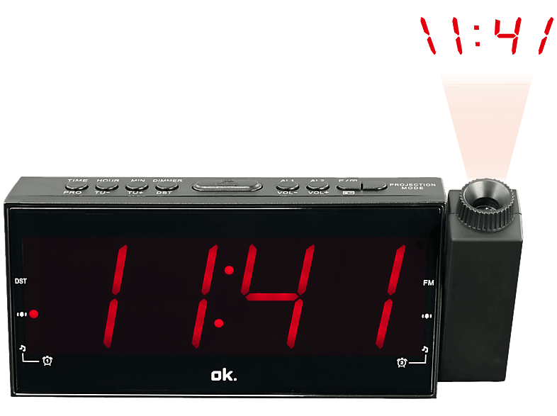 OK. Radio-réveil OCR 161-PR avec Projecteur Noir