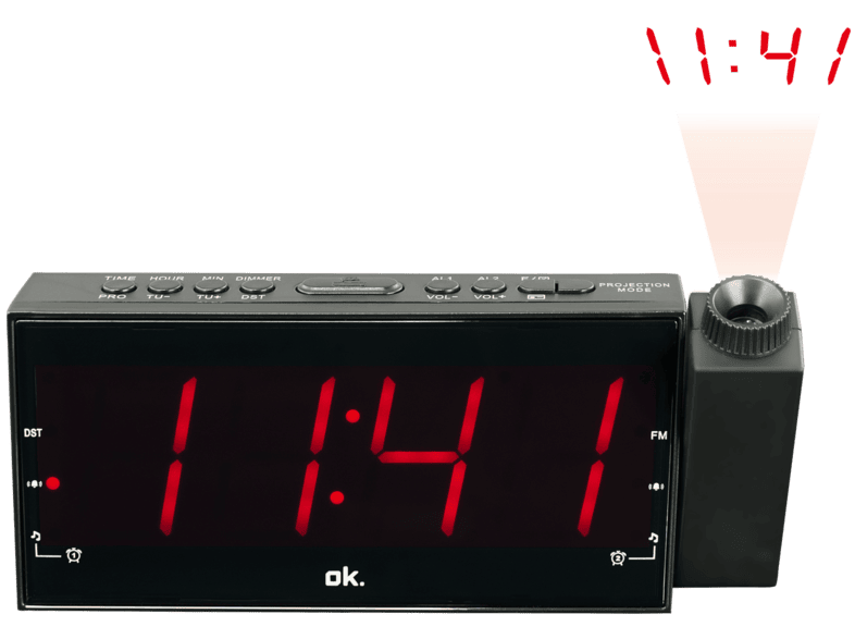 Neem een ​​bad code Duplicaat OK Wekkerradio met projector Zwart (OCR 161-PR)