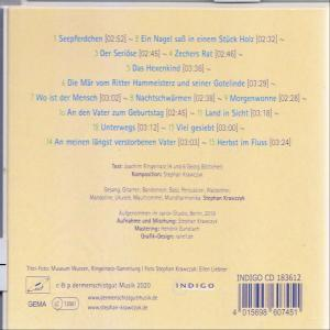 Album-Rückseite mit deutschem Text, der Songtitel und Credits im Retro-Stil auflistet.