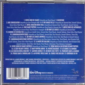 Achterkant van een Disney CD met Franse tekst, tracklijst en Disney Records logo.