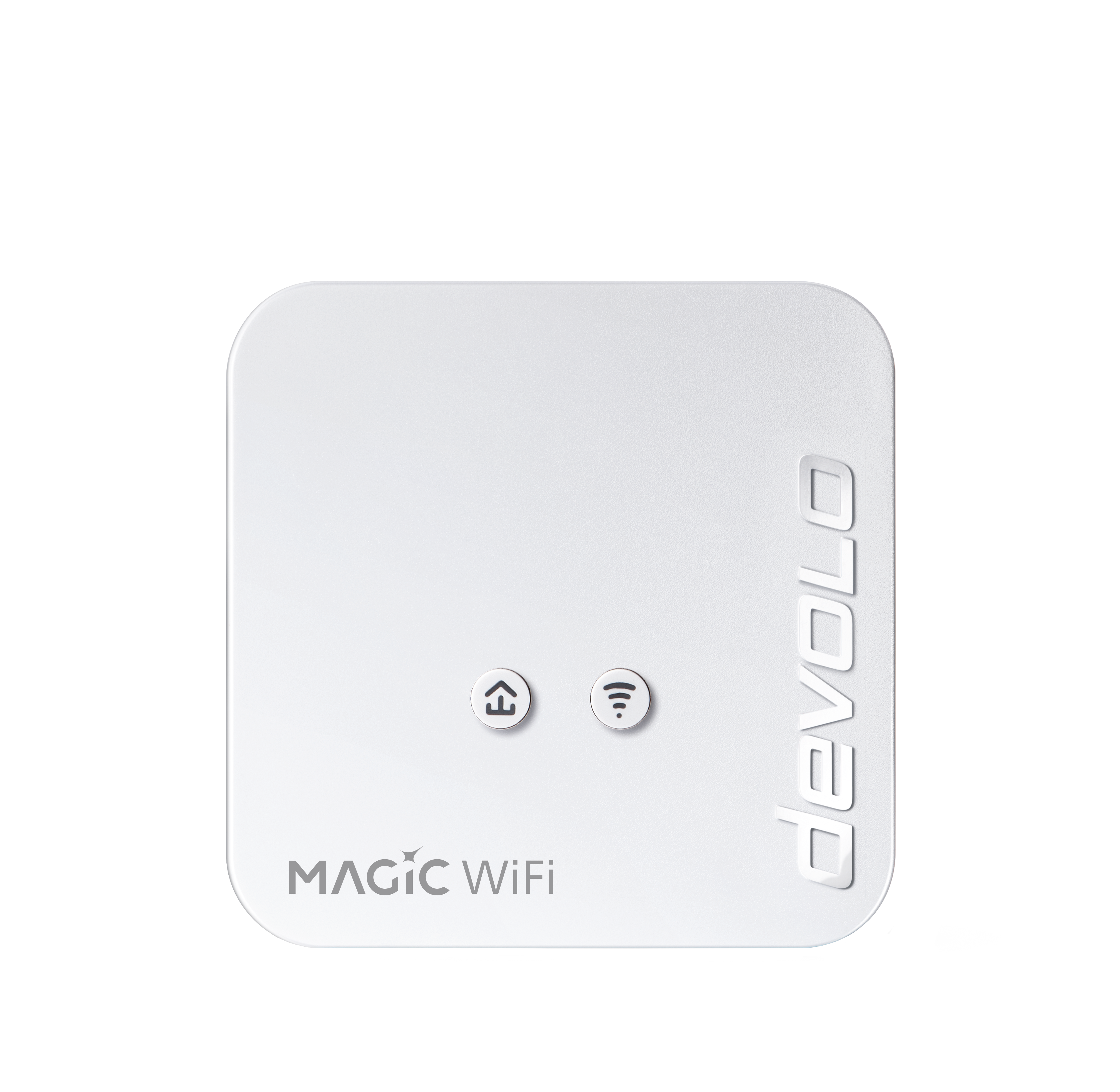 A white Devola Magic Wifi device with two buttons and the Devola logo.