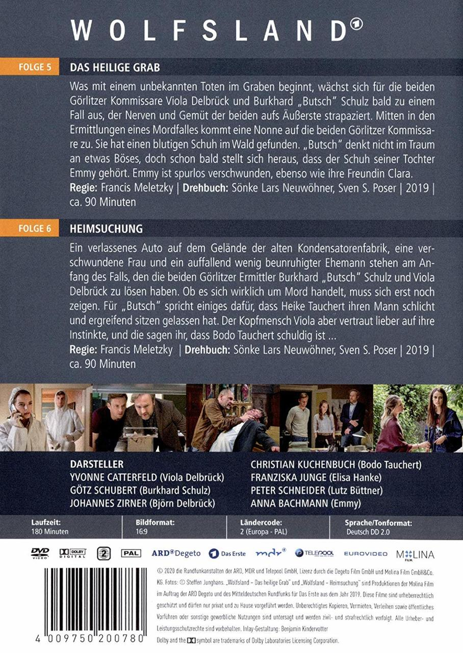 Wolfsland: Das heilige Grab DVD-Cover mit Schauspielern und Text.