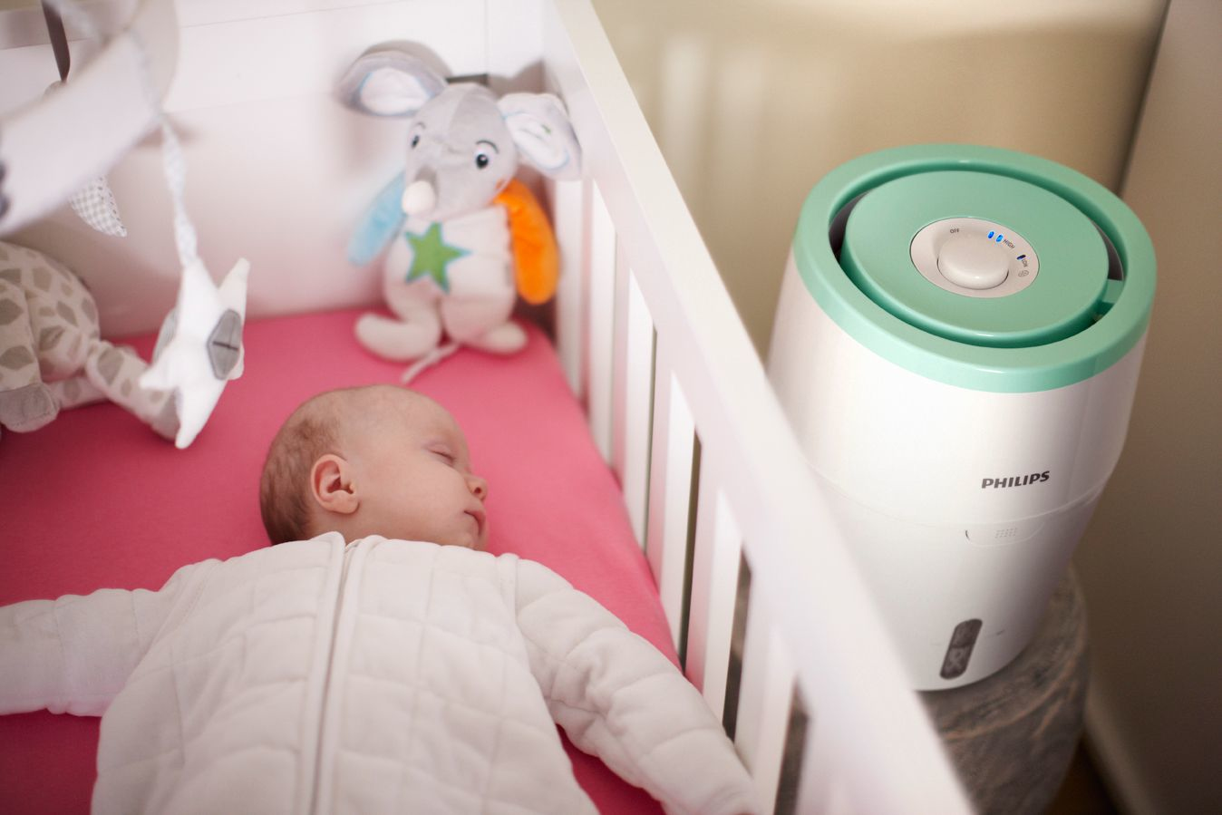 PHILIPS Luftbefeuchter HU4803/01 mit hygienischer NanoCloud-Technologie Luftbefeuchter weiß/ grau metallic (Raumgröße: 25 m²)