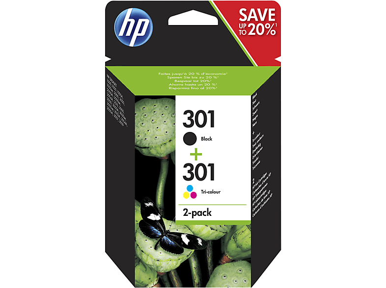 HP Nr. 301 Black + Colour, 2er-Pack (N9J72AE) Tintenpatrone
