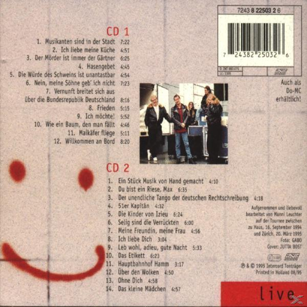 Rückseite einer CD-Hülle mit Titelliste und Bandfoto. Die CD ist sichtbar.