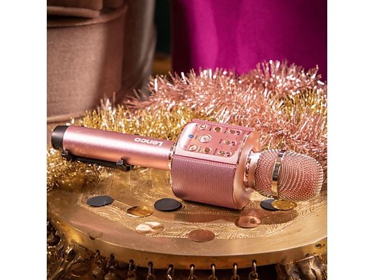 LENCO BMC-090 - Microfono Karaoke Bluetooth (Oro rosa)